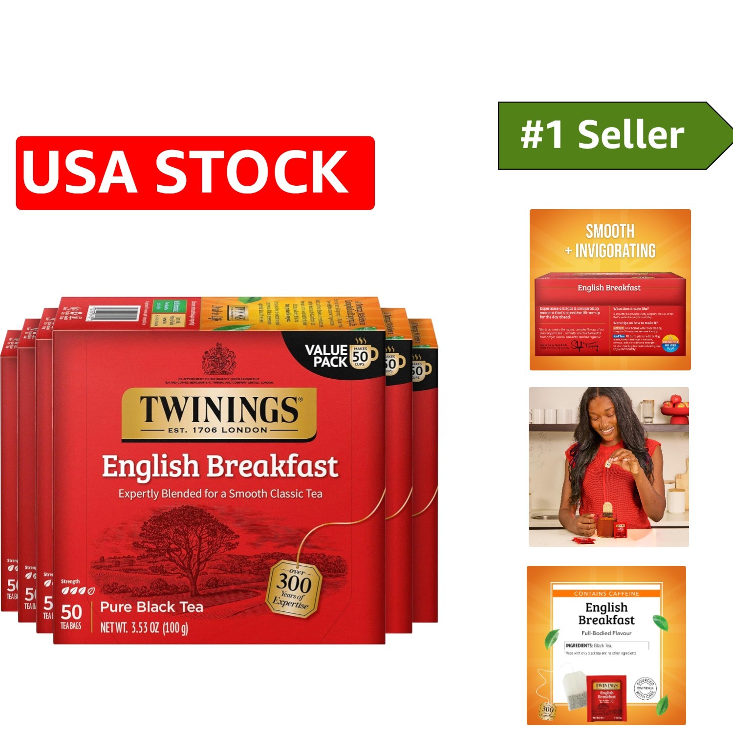 Caffeinated English Breakfast Black Tea – 300 Count Pack for Ultimate Freshness