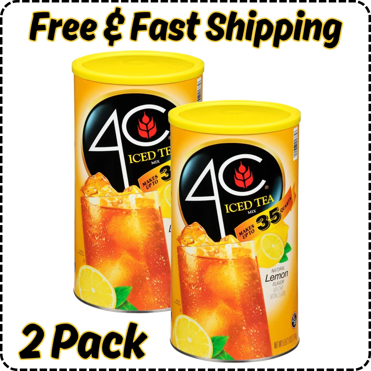 (2 pack) 4C Lemon Iced Tea Mix, 82.6oz New