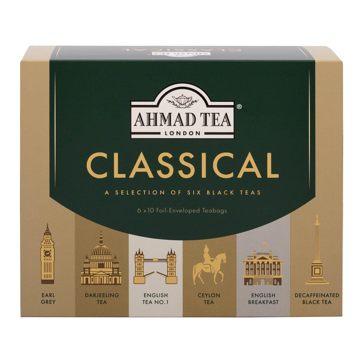 Black Tea, Classic Selection Pack Teabags, 60 Foil Teabags – Caffeinated, Decaff
