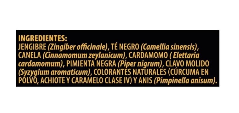 Te Chai con jengibre te negro cardamomo canela clavo molido pimienta negra 20 te
