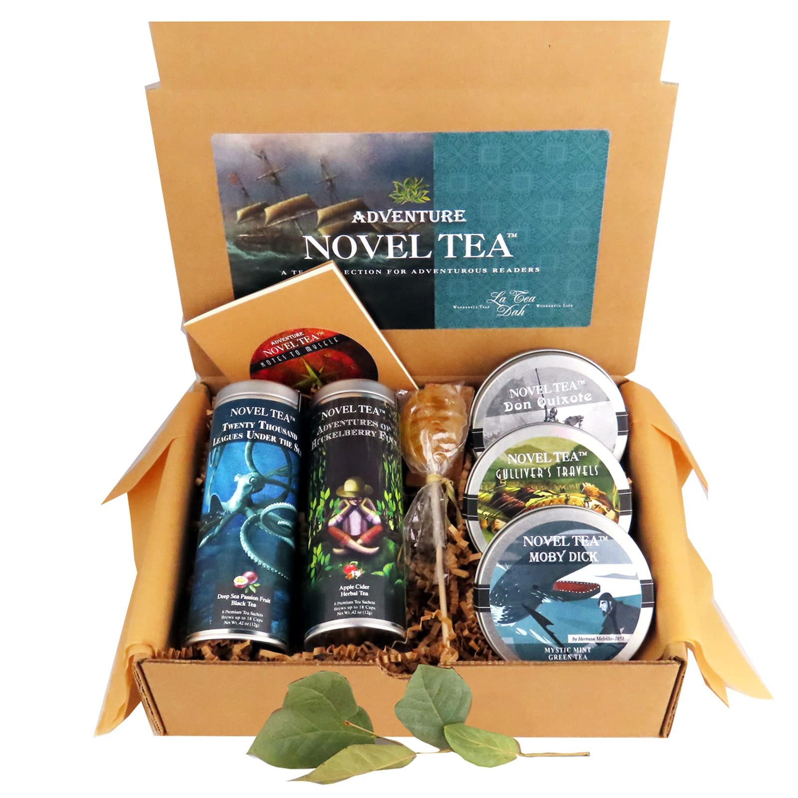 Noveltea Literary Tea Gift Basket by , 5 Gourmet Teas, Honey Stirrer, & Journ…