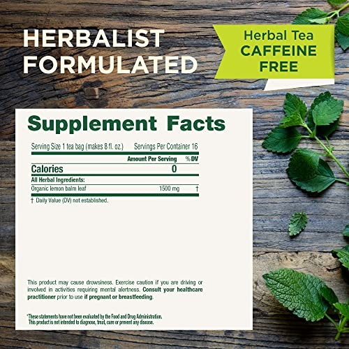 Traditional Medicinals Organic, Lemon Balm – 16 Count (Pack of 1), Green