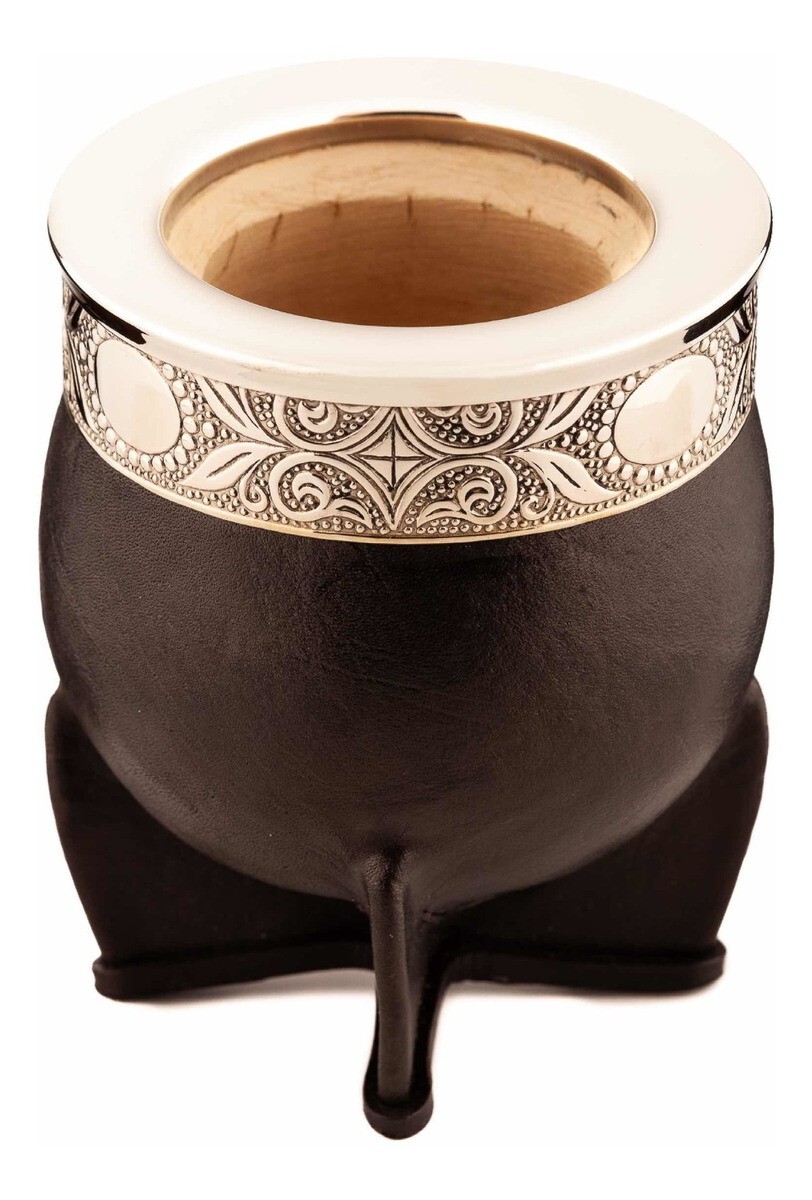 Argentina Imperial Yerba MATE Gourd CUP – German Silver – Leather – Uruguay tea