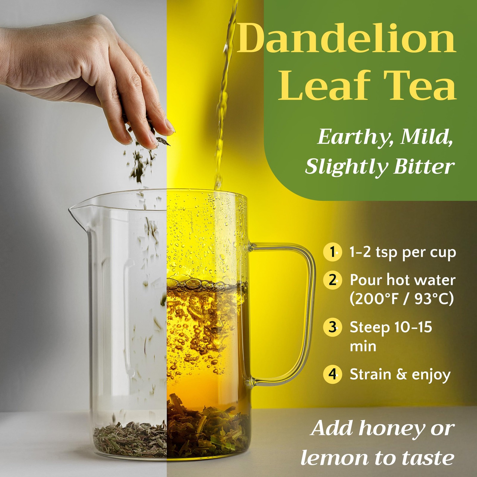 Natural Dandelion Leaf Herb Tea – Cut and Sifted Dried Leaves – Loose Herbal …