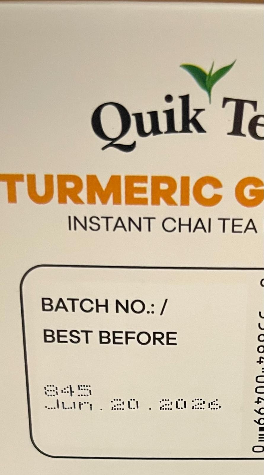 Quik Tea Turmeric Ginger Instant Chai Tea Latte