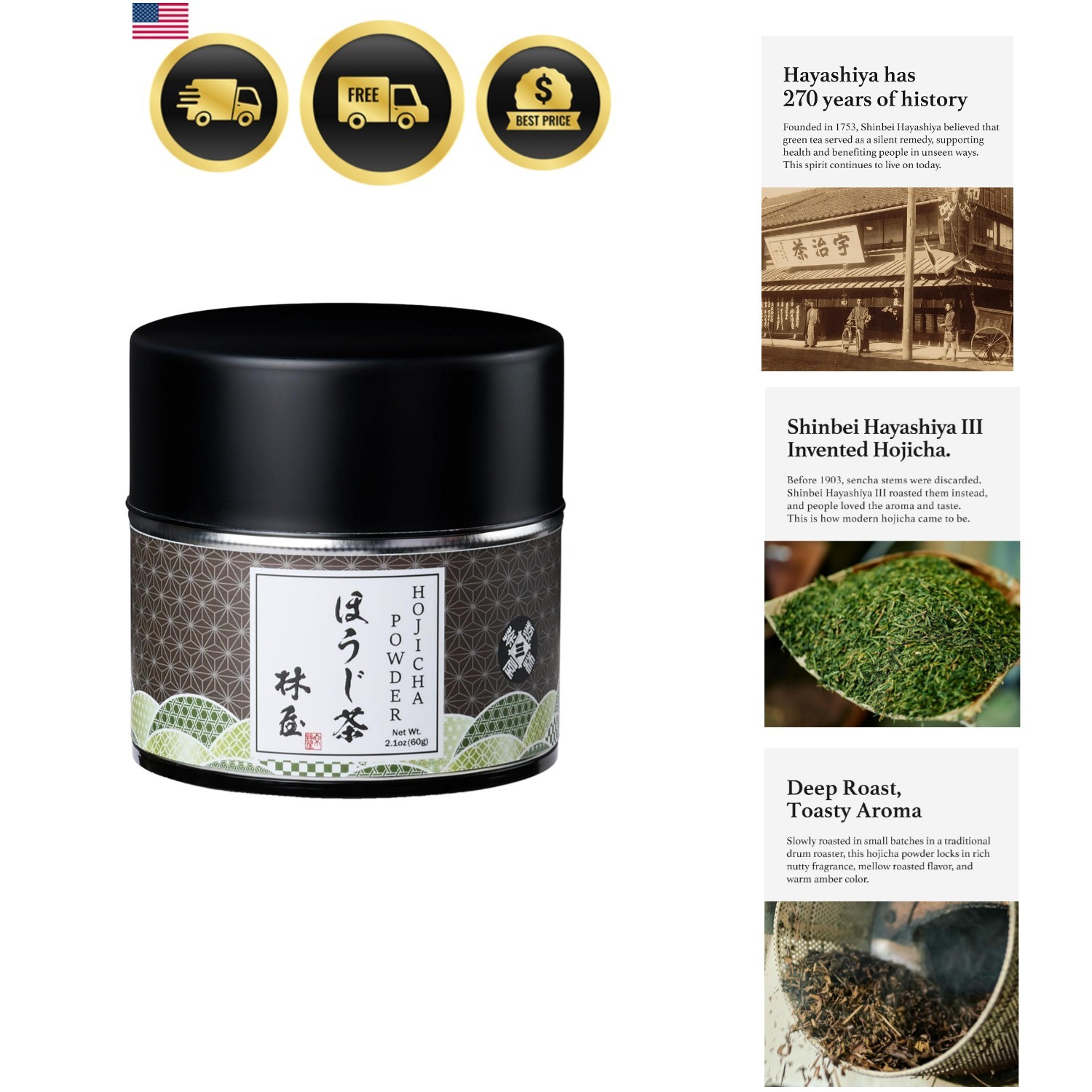 Hojicha Powder, Kyoto Uji, Japanese Roasted Green Tea Latte Powder, Low caffe…