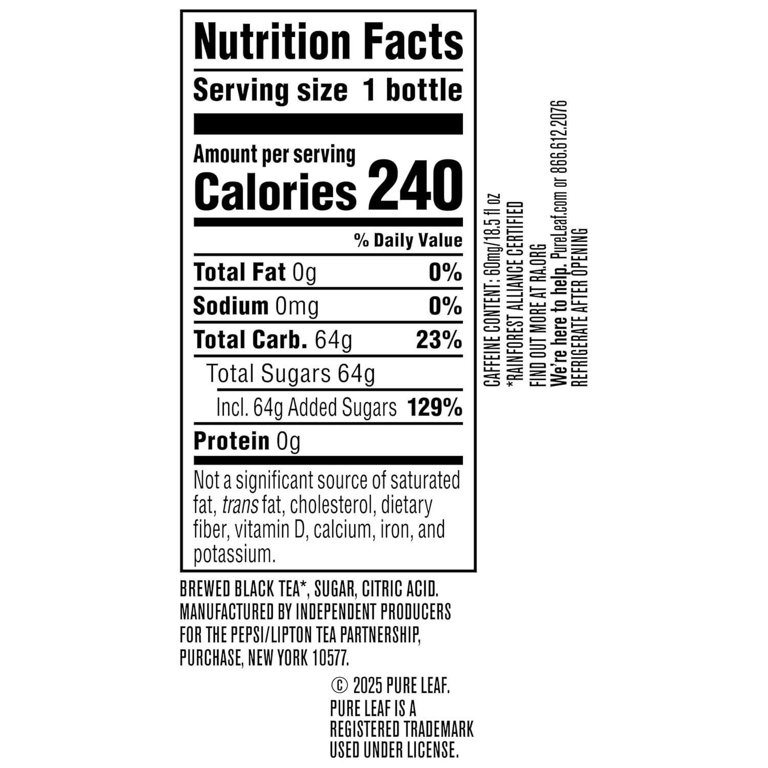 Brand New Iced Tea Extra Sweet Real Brewed Tea 18.5oz Pack of 12