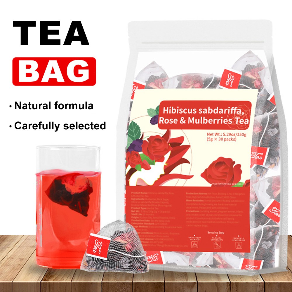 Hibiscus Sabdariffa Rose Mulberries Tea Youthful Skin Health Tea 5 G Per Pack