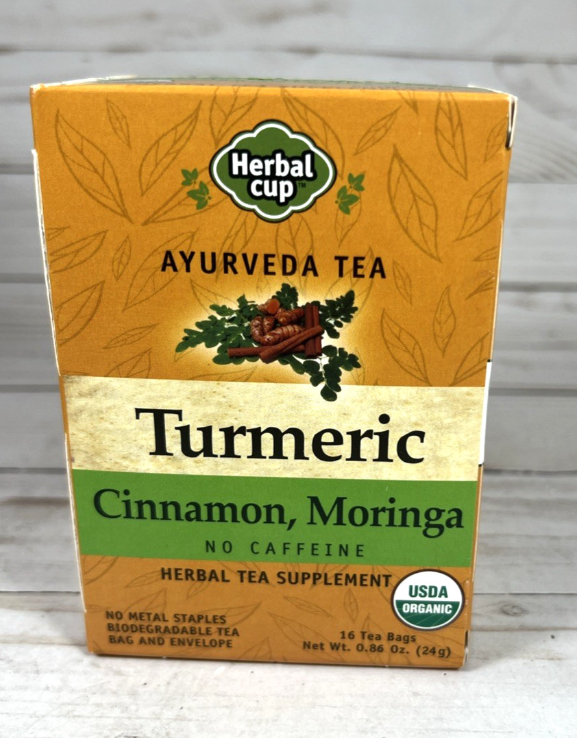 Herbal Cup Ayurveda Turmeric Cinnamon Moringa Caffeine Free Tea 16ct (6pk) 12/28