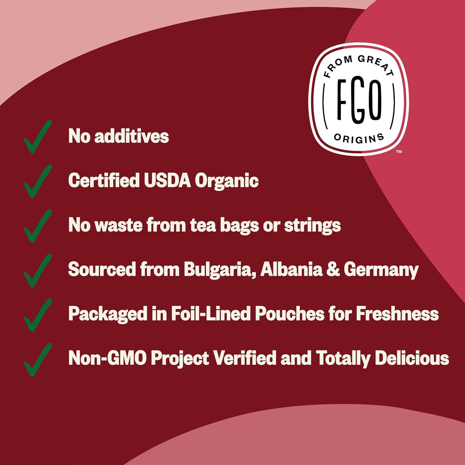 FGO Organic Red Raspberry Loose Leaf Herbal Tea, Cut and Sifted, Caffeine Free,