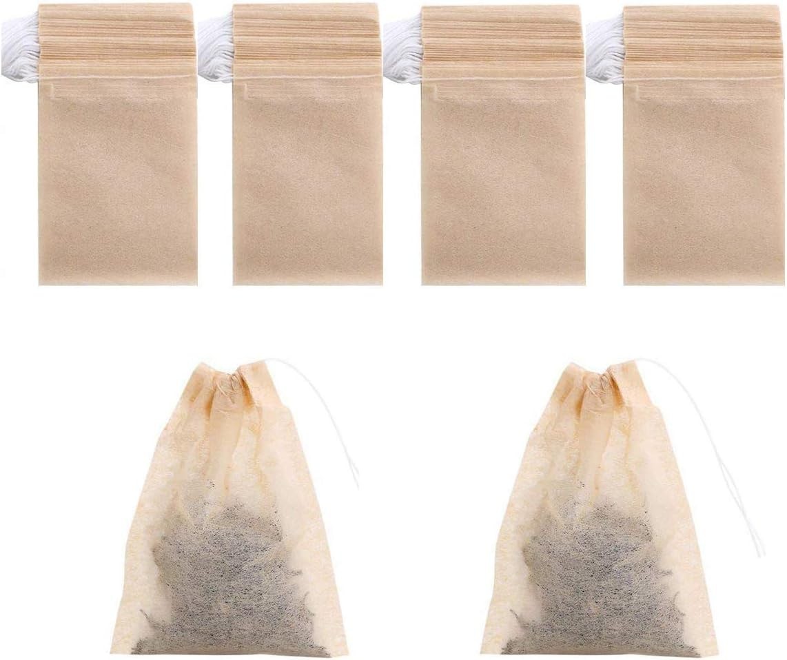 400 Pack Disposable Drawstring Tea Filter Bags Safe & Natural Unbleached Pape…
