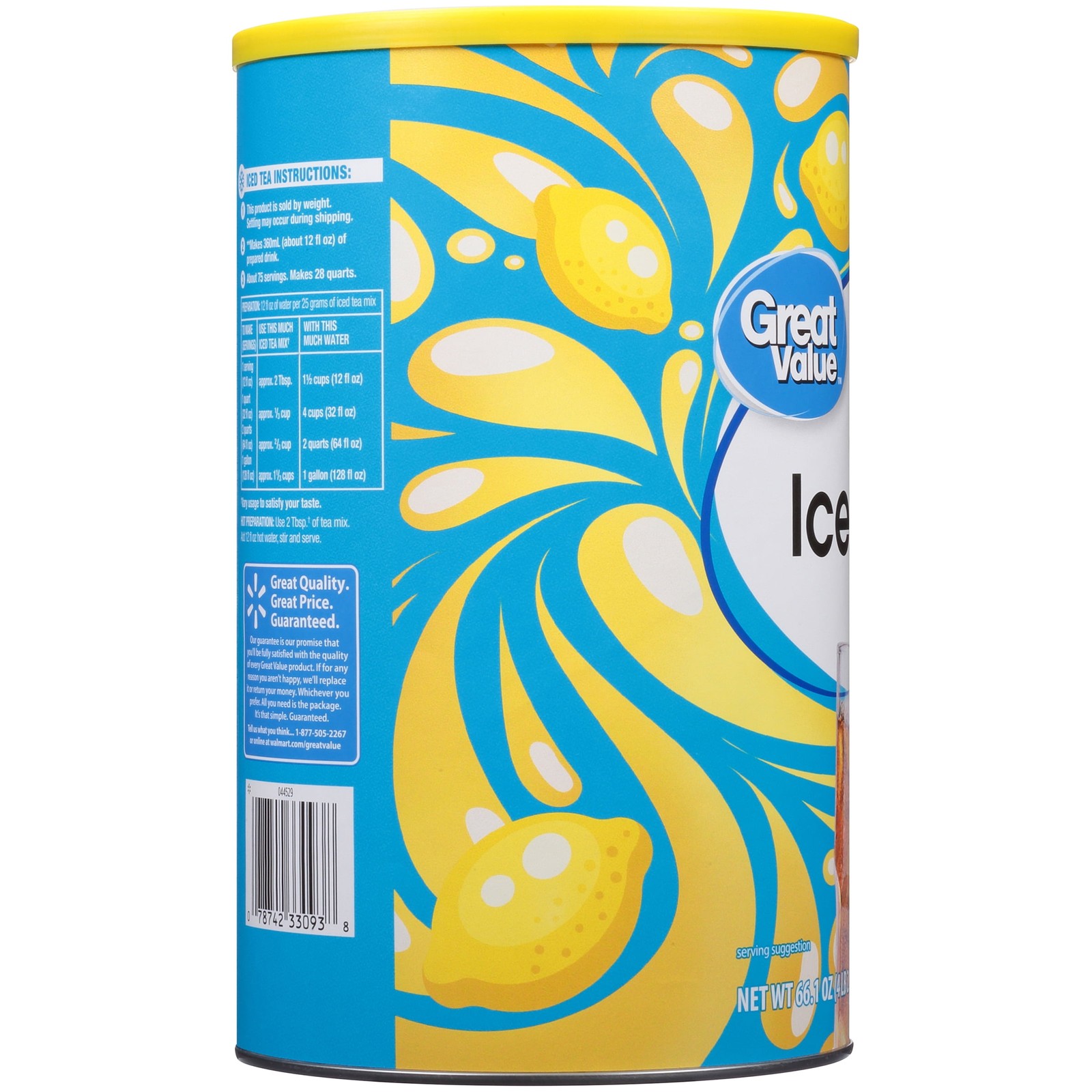Great Value Natural Lemon Flavor Iced Tea Drink Mix, 66.1 oz