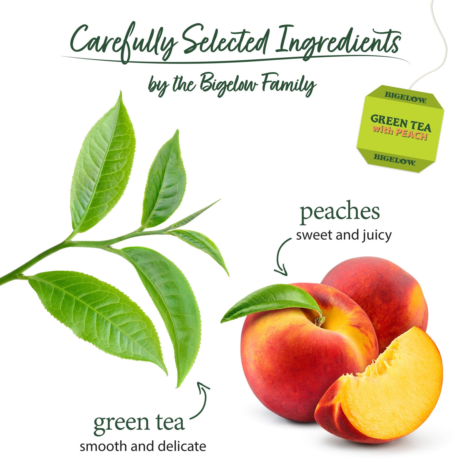 Bigelow Green Tea with Peach 120 Individually Wrapped Tea Bags 20 Count Pack
