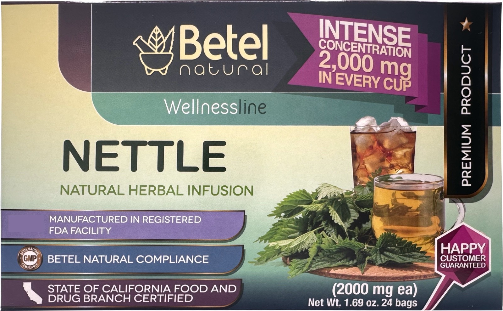 Té Ortiga Betel Natural, 24 bolsas, 2000 mg – Detox, Bienestar, Sin Cafeína