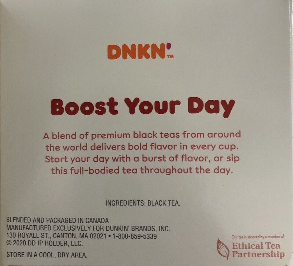 1 Box Dunkin Bold Breakfast Black Tea. 15 Tea Bags. NW 1.6 OZ