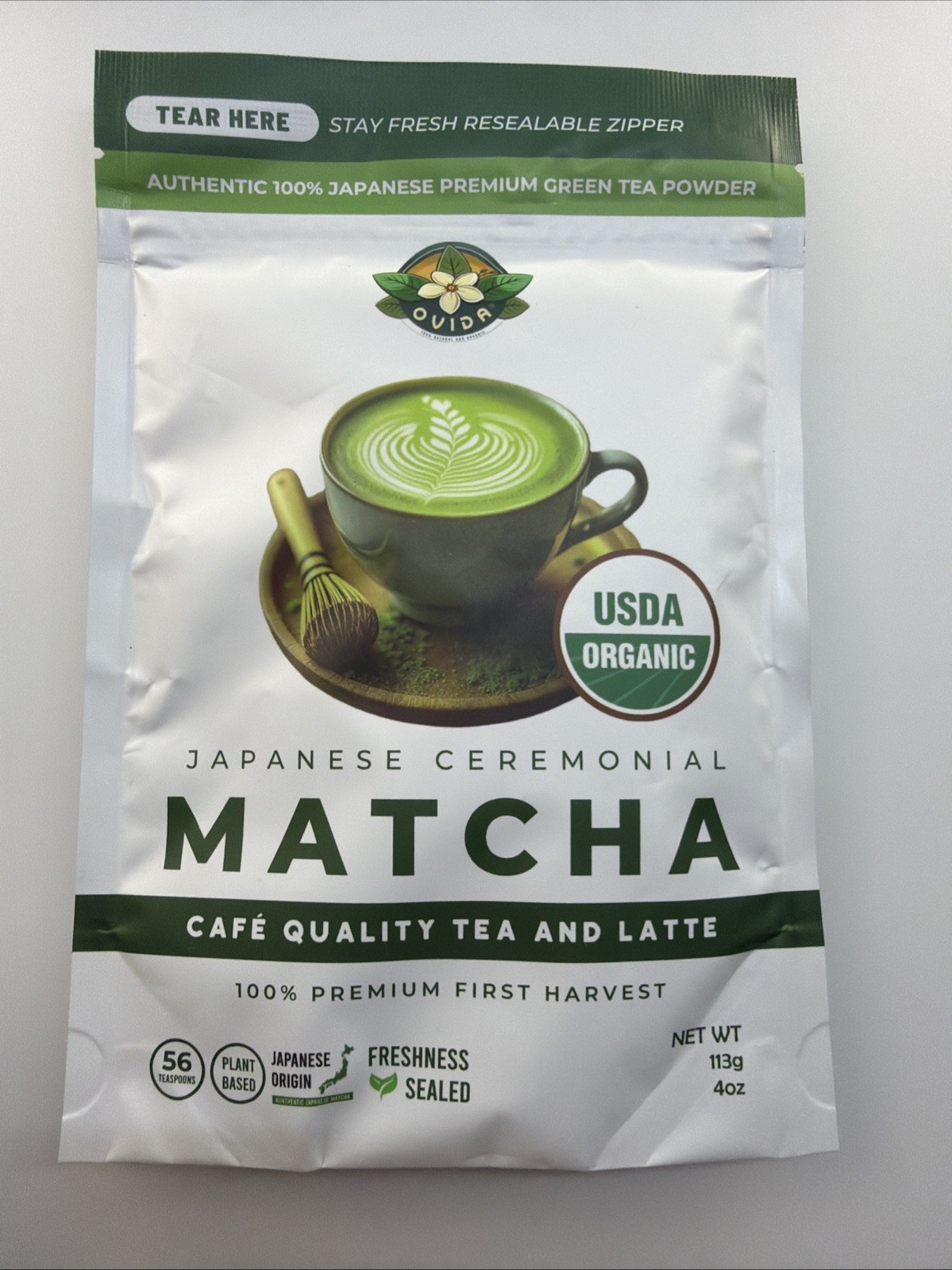 Ceremonial Grade Matcha Green Tea Powder 4oz – Japanese Origin, Stone Ground