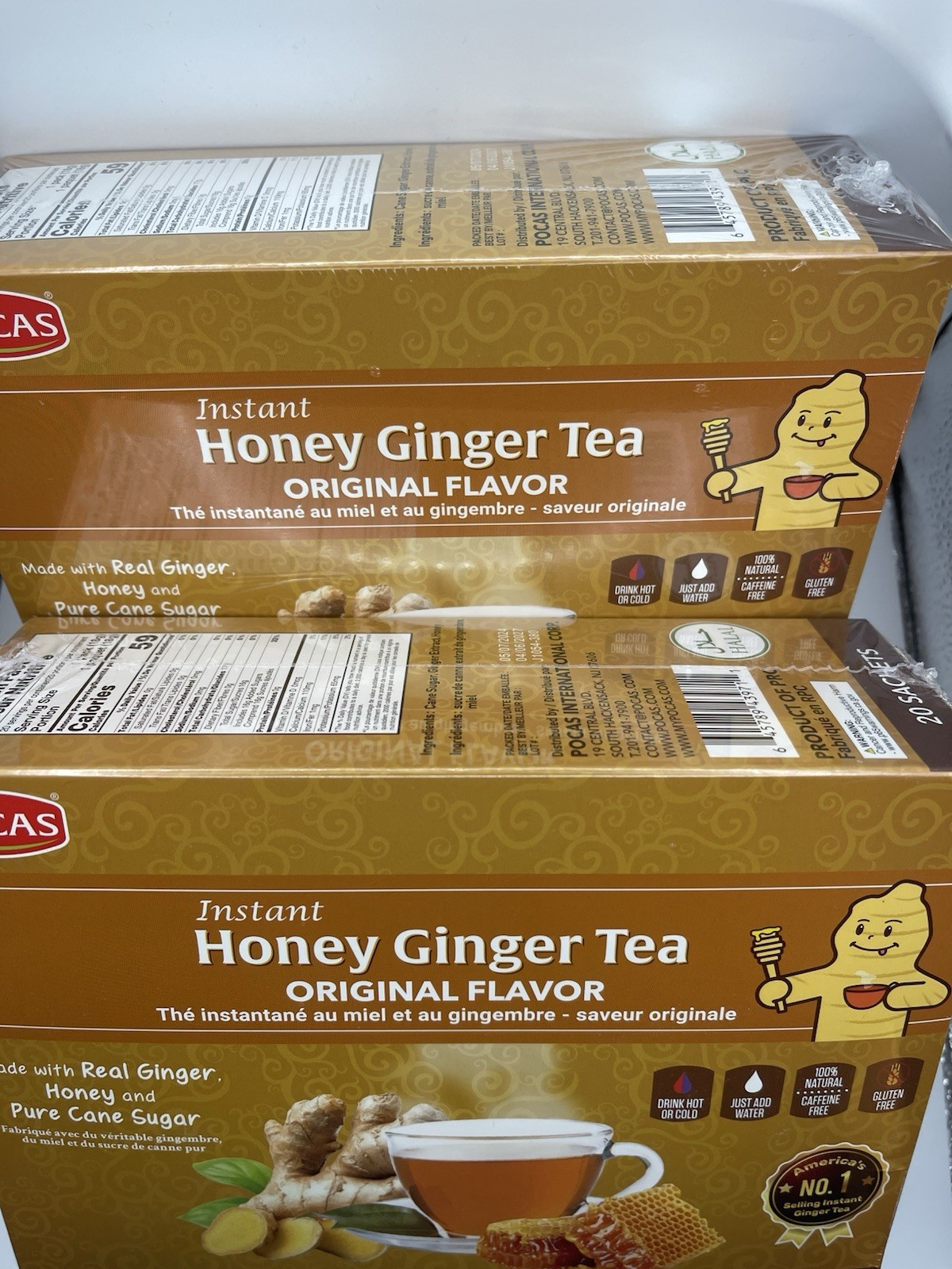 Pocas Honey Ginger Tea original Instant (2 BOX x20bags) Exp:2027 free Shipping