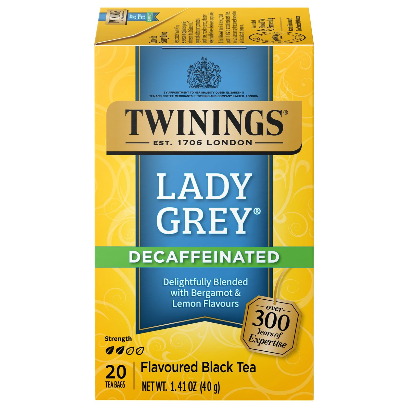 Twinings Decaffeinated Lady Grey Orange Lemon Peel Black Tea 20 Count Pack