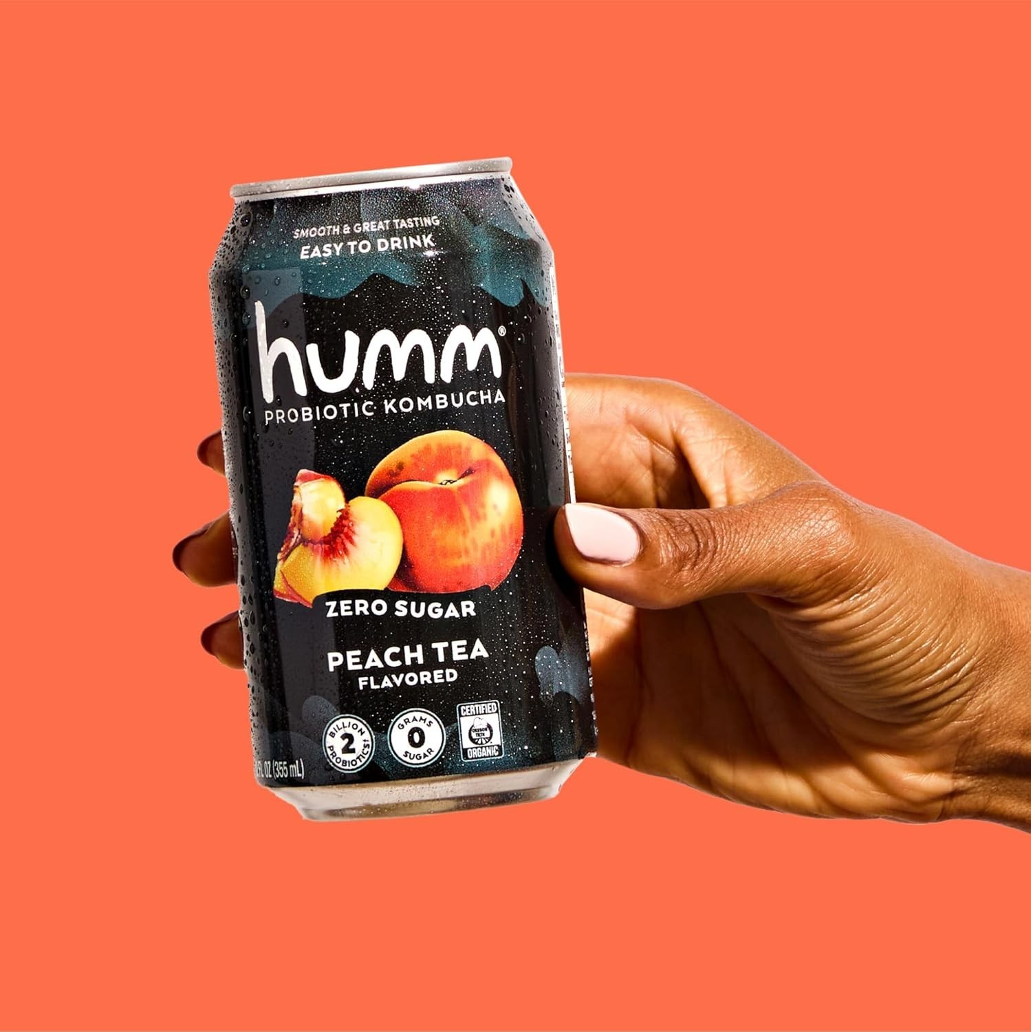 Humm Probiotic Kombucha Zero Sugar Peach Tea, No Refrigeration Needed, Keto F…