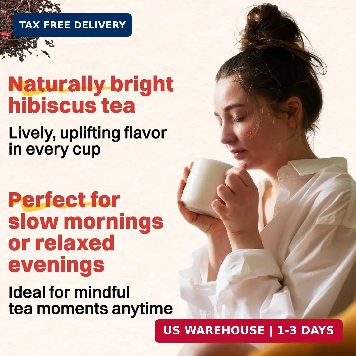 Hiihone Hibiscus Tea Bags 60 Count – Pure Hibiscus Flower Herbal Tea, Caffeine-F