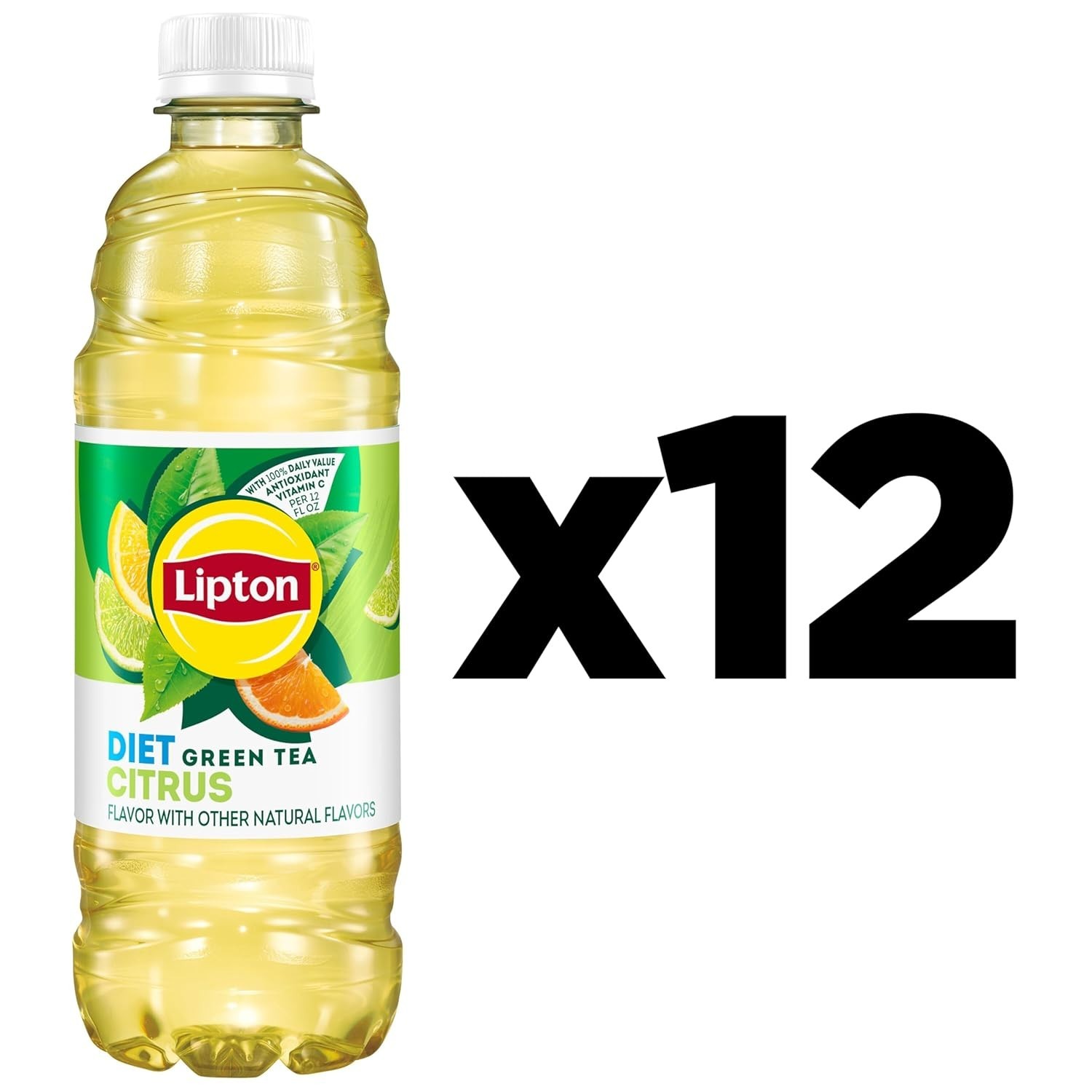 Refreshing Diet Green Tea Citrus, Zero Sugar – 12 Bottles, 16.9 Fl Oz Each
