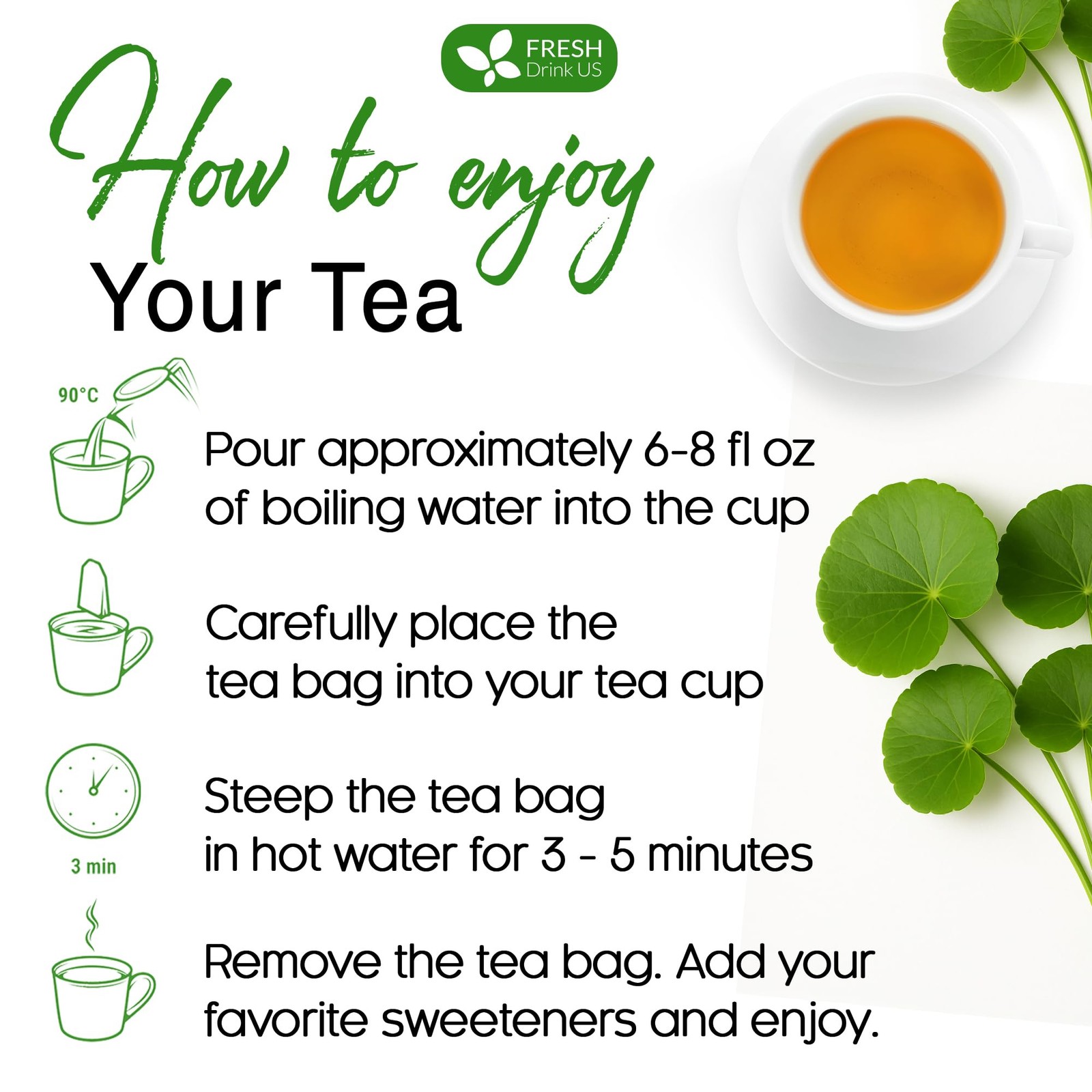 Gotu Kola Leaf Tea Bags – Caffeine-Free Herbal Infusion, 40 Count, Refreshing