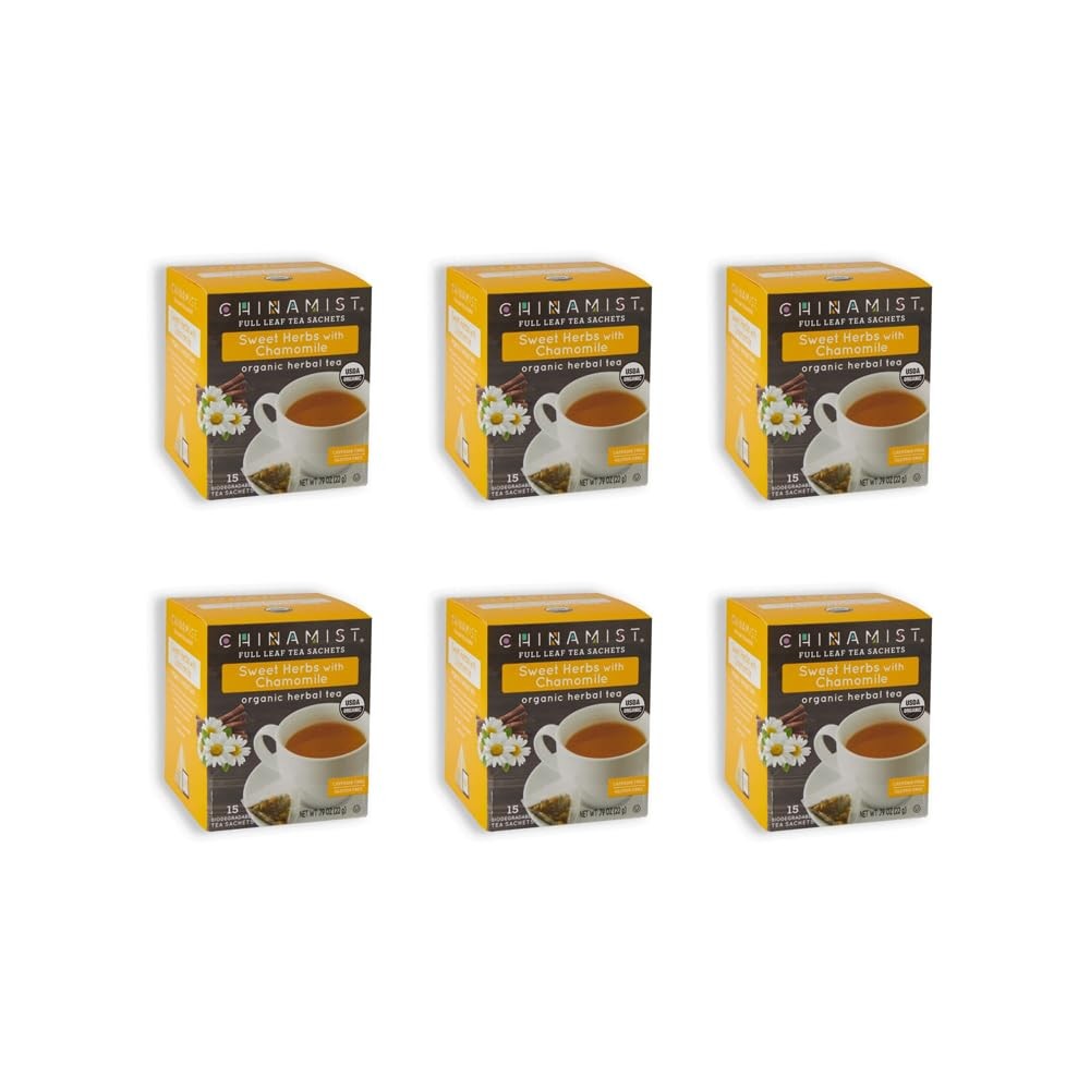 China Mist Organic Herbal Tea, Sweet Herbs with Chamomile, 15 6 boxes
