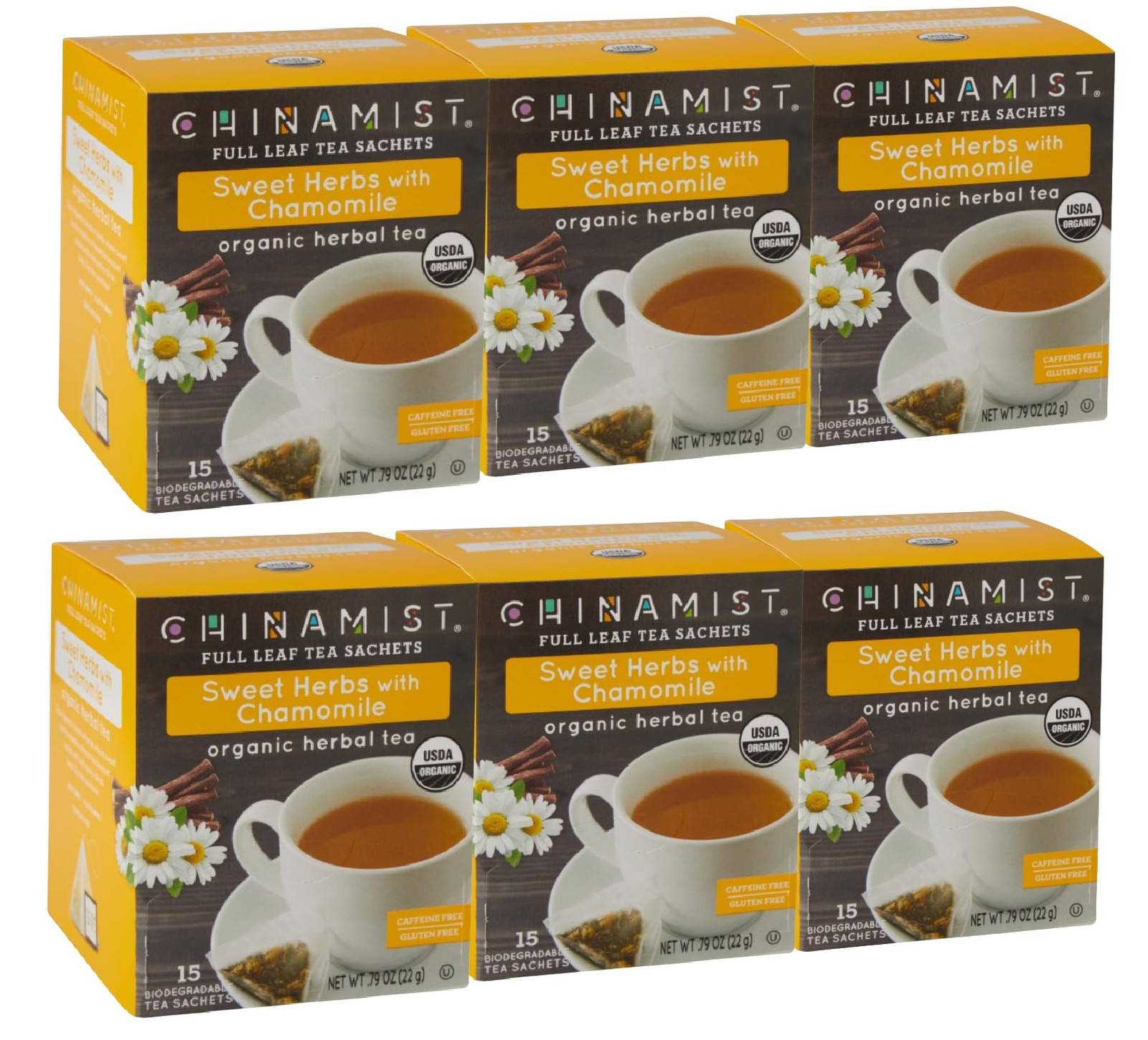 China Mist Organic Herbal Tea, Sweet Herbs with Chamomile, 15 Biodegradable T…