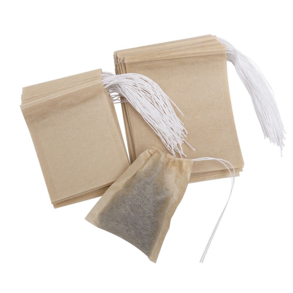 200 Pcs Drawstring Tea Bag Filter Paper Sachets Original Color for Loose Tea