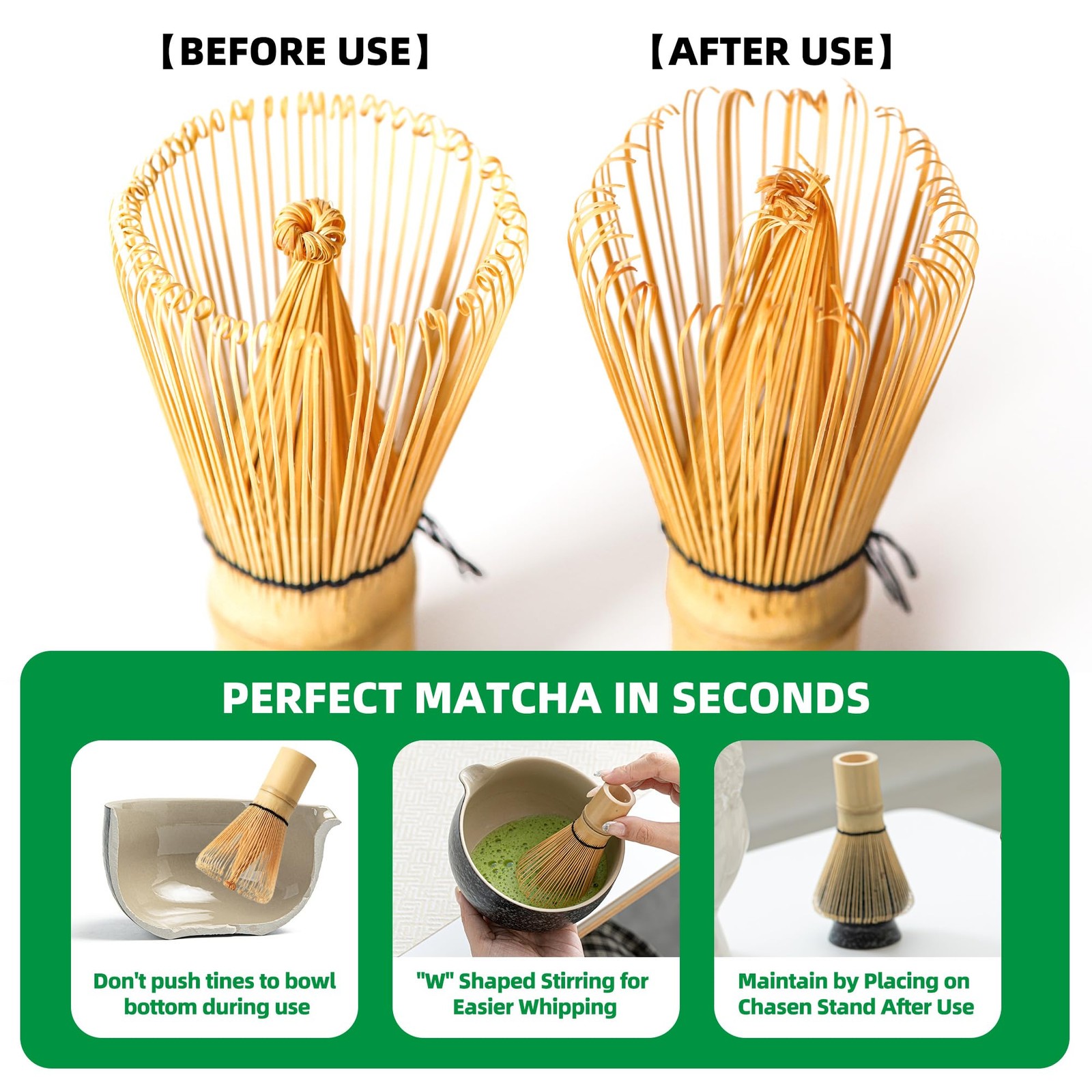 Matcha Whisk Set, Bamboo Matcha Whisk (Chasen), 4 Pcs Traditional Starter Mat…