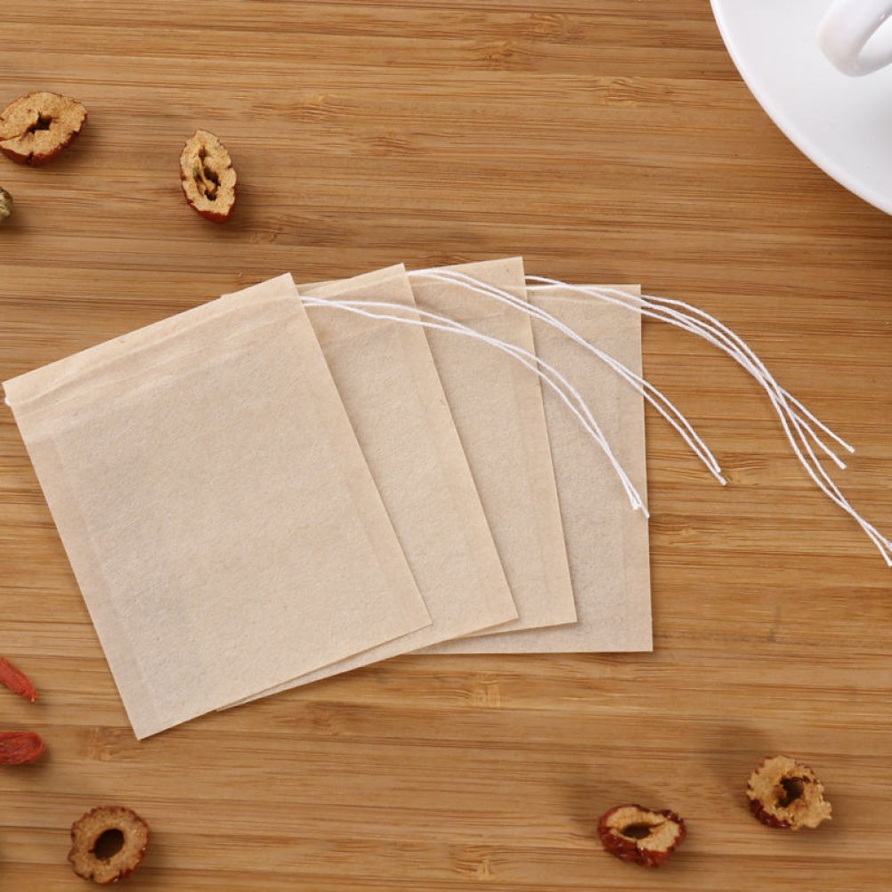 200 Pcs Drawstring Tea Bag Filter Paper Sachets Original Color for Loose Tea