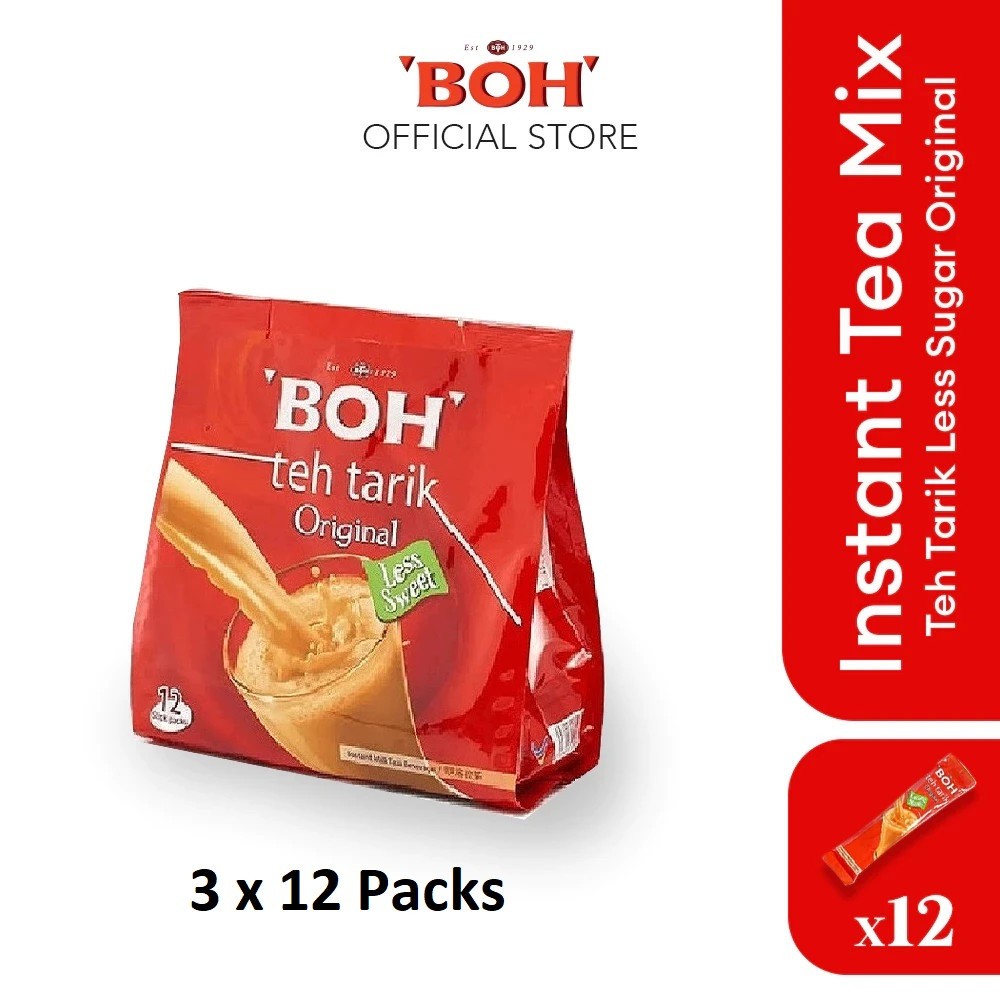 BOH Teh Tarik Original (Original Milk Tea) – Less Sweet 3 x 12 Packs