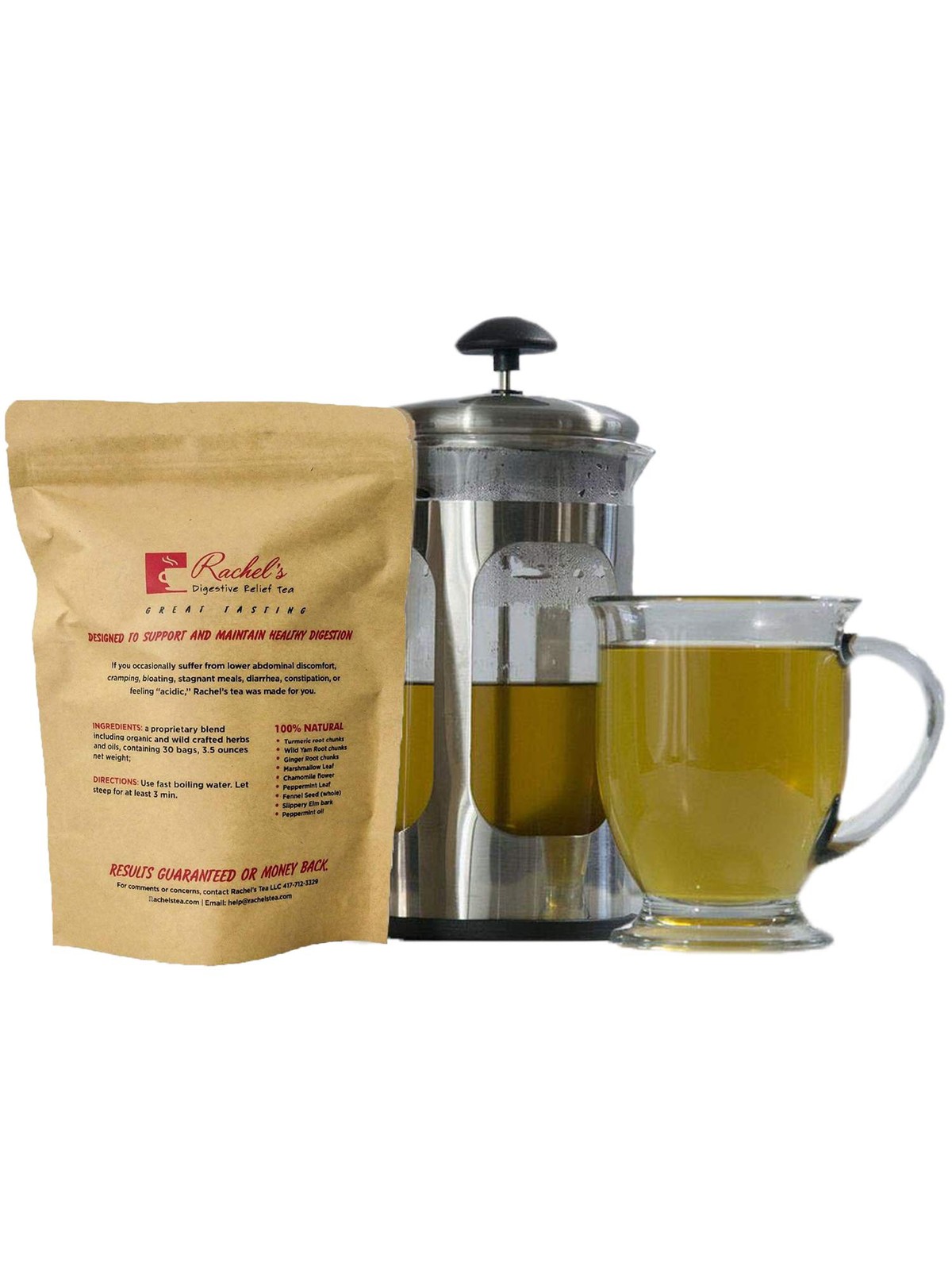 Digestive Relief Tea – Turmeric, Ginger, Chamomile, 30 Bags, 60 Cups – Soothing