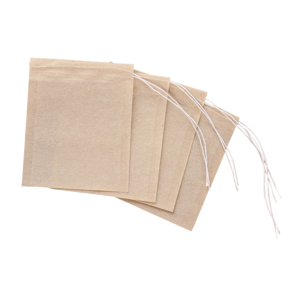 100 Pcs Drawstring Reusable Tea Filter Bags Food Grade Paper Empty Tea Pouch Bag