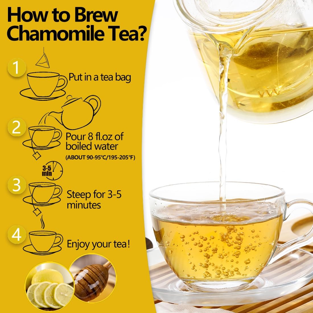 135 Chamomile Tea Bags – Pure Natural Flower, Caffeine-Free, Non-GMO