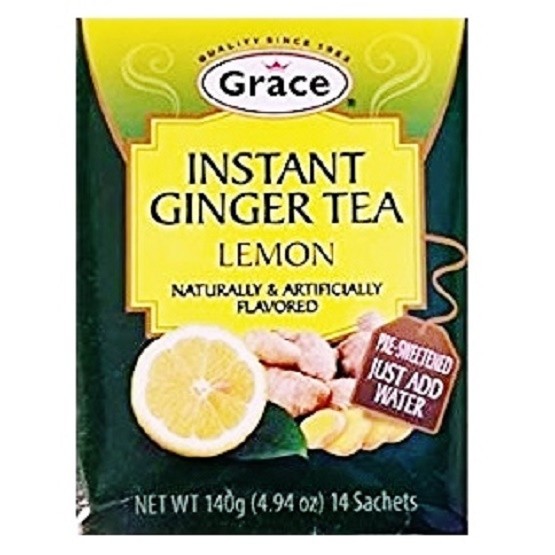 Grace Instant Ginger Tea & Lemon, 4.94 oz 14 Sachets (Pack of 2)