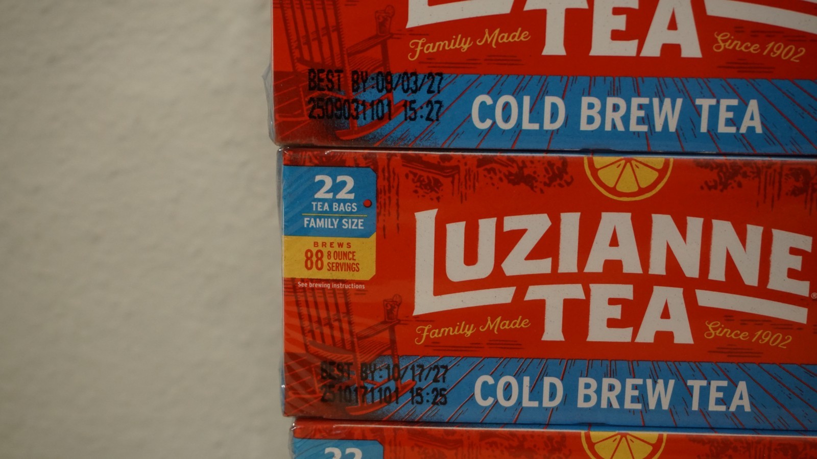 4x Luzianne Unsweetened Cold Brew Black Iced Tea Bags Family Size 22ct Box
