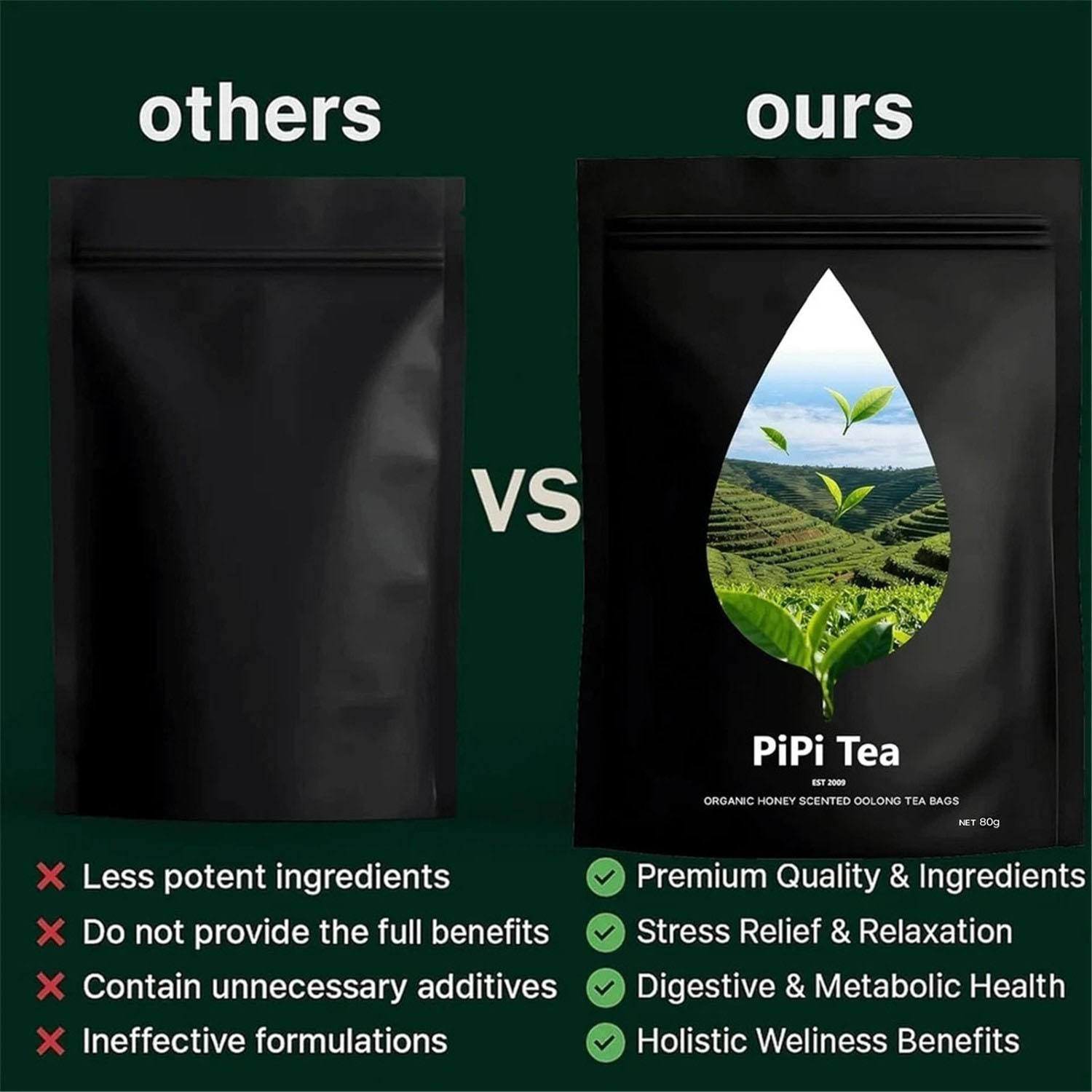 Pipi Tea Oolong,Pipi Oolong Tea,4g*20 Bags Selected Tea Leaves,Cortisol &Calming