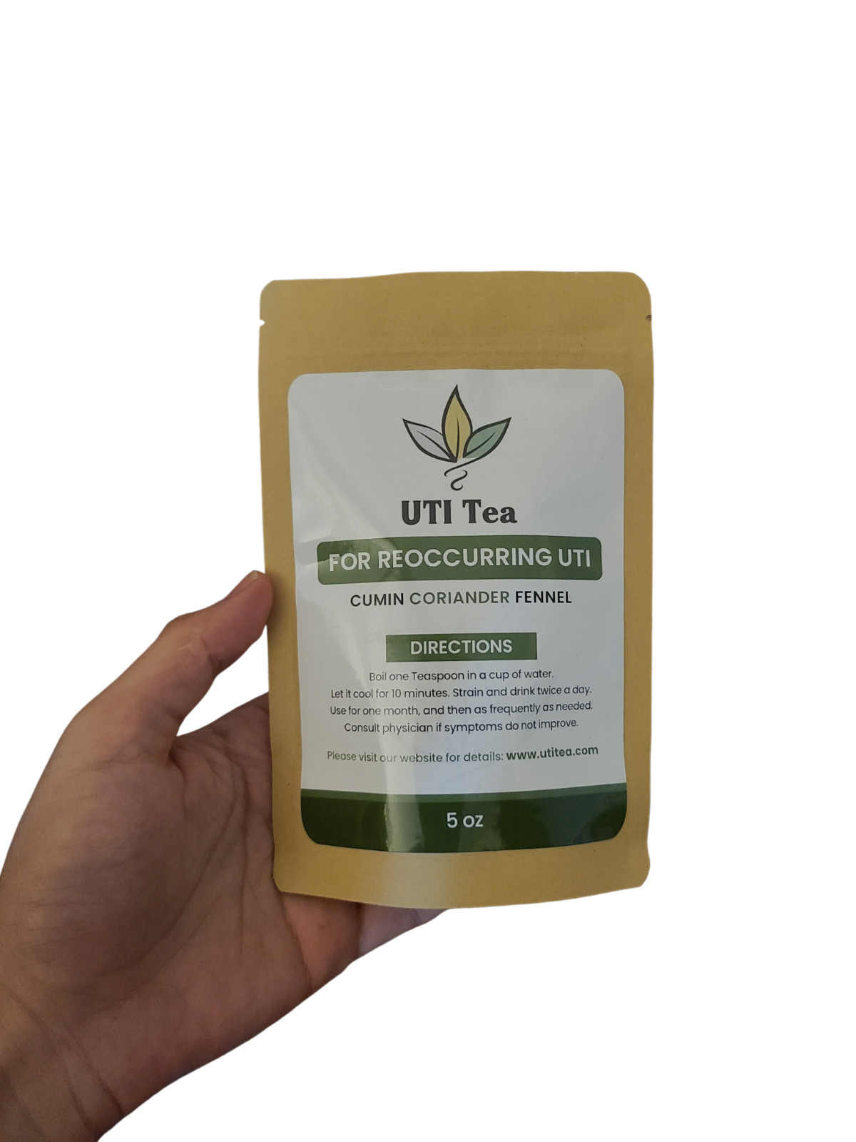 UTI Tea, For reoccuring UTI. Ayurvedic. All natural organic. 5oz resealable bag