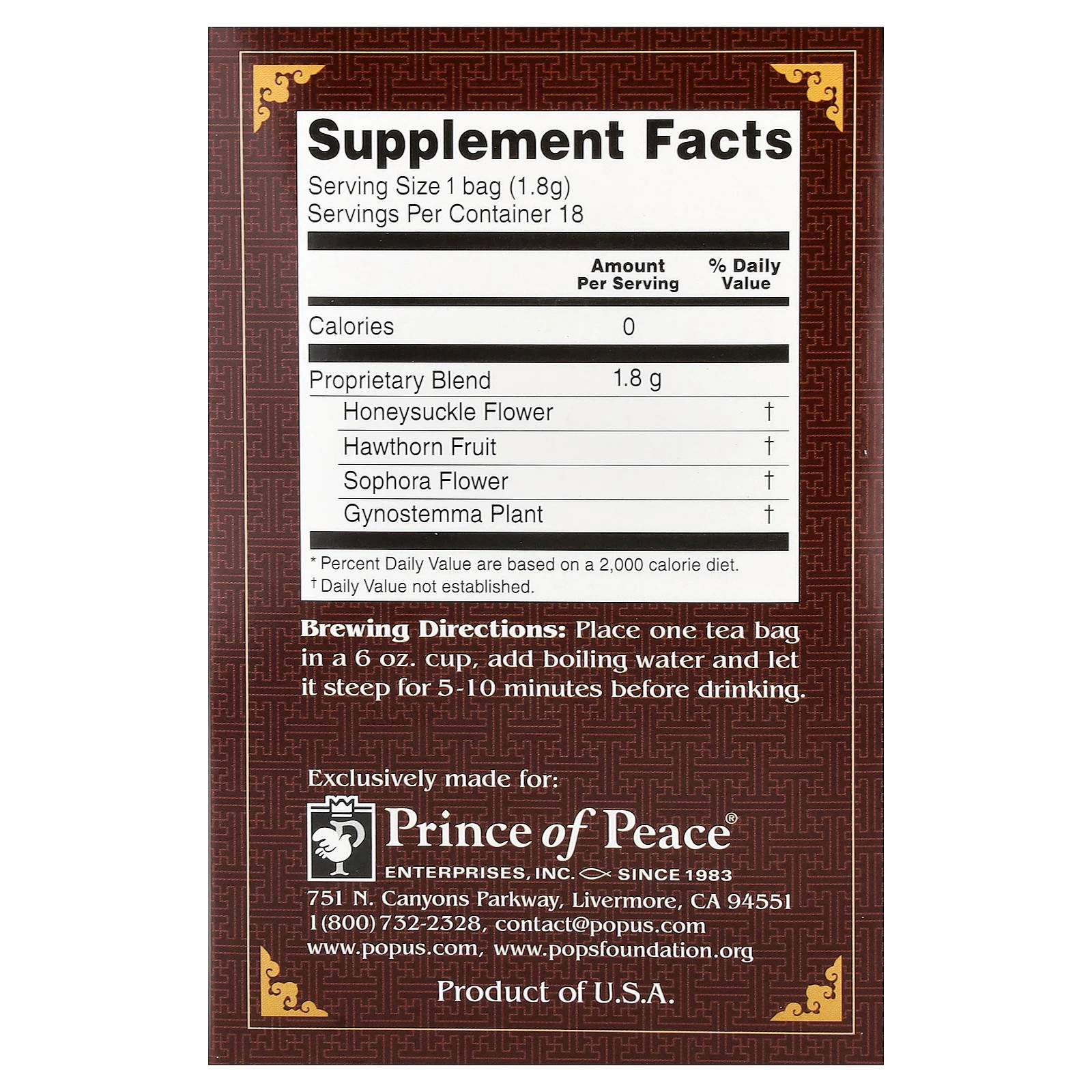 Herbal Tea, Cholesterol, 18 Tea Bags, 1.14 oz (32.4 g)
