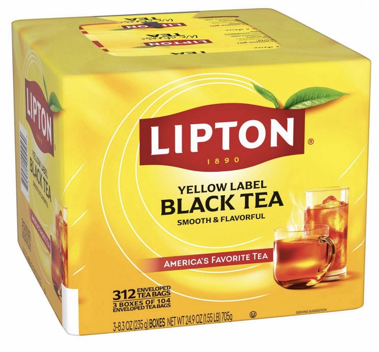 Lipton Yellow Label Black Tea 312 Enveloped Tea Bags, 705 g (24.9 oz)