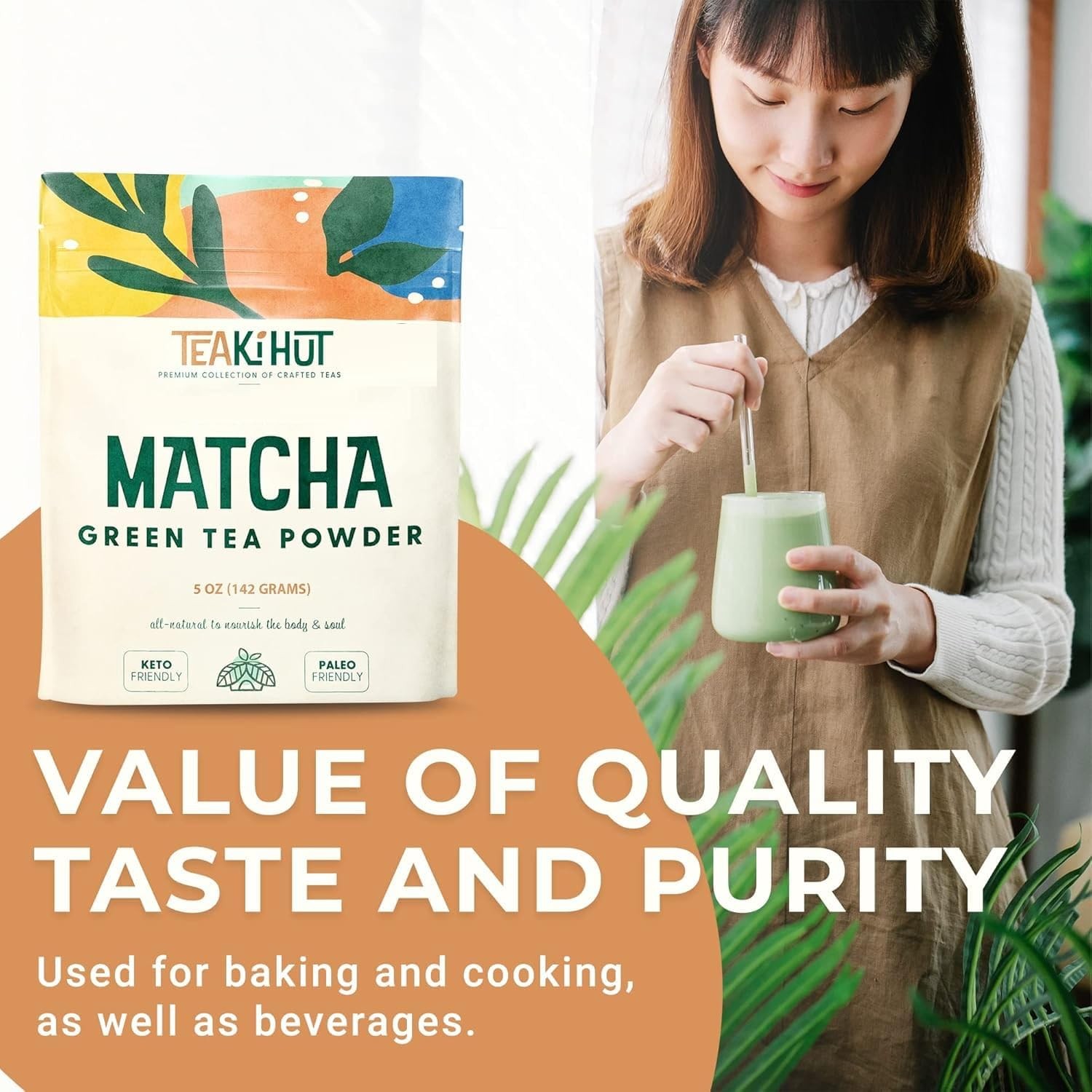 Matcha Green Tea Powder 5oz Unsweetened Pure for Baking Smoothies Latte Drinks