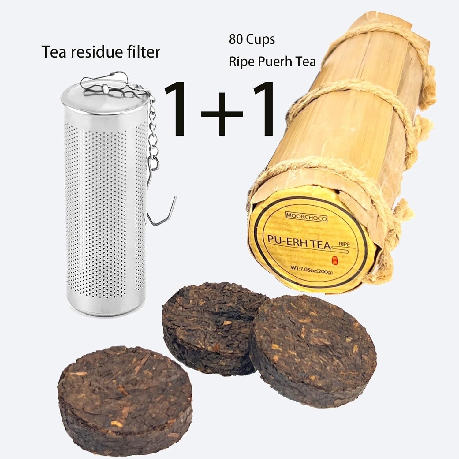 Ripe Puerh Tea Mini Cakes, 7.1 Ounce, Aged Shou Black Tea for 80 Cups