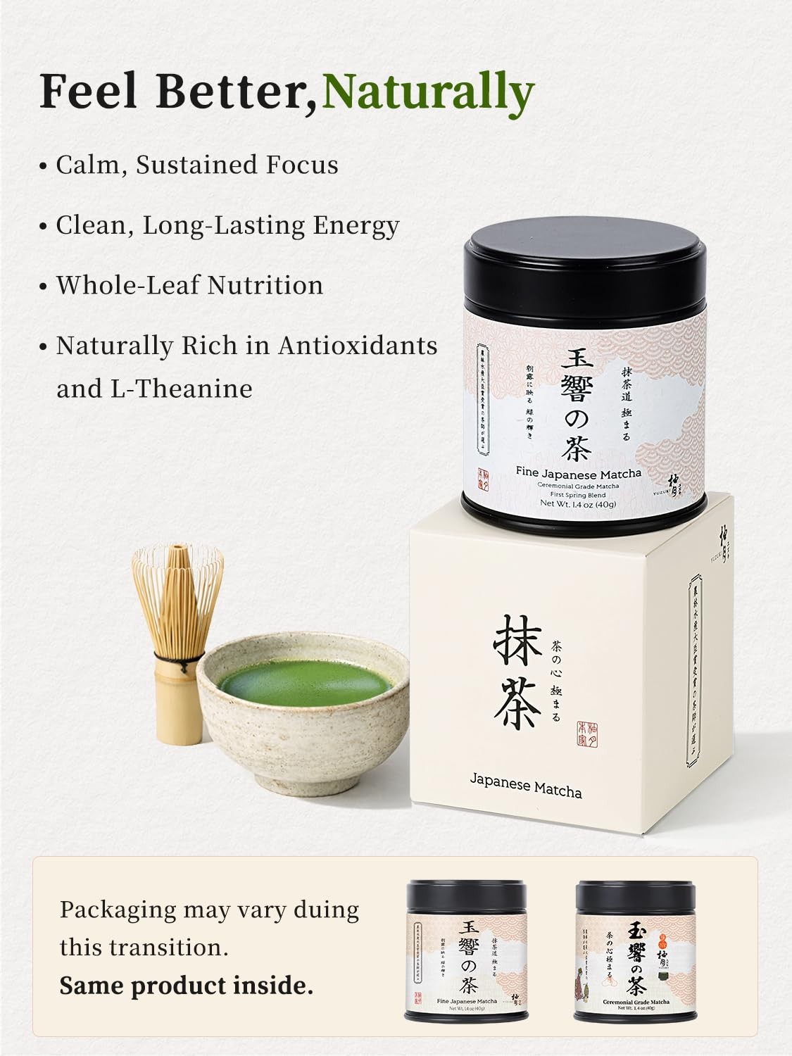 Matcha Powder 40g – Japanese Ceremonial Grade Matcha Green Tea Powder – First…