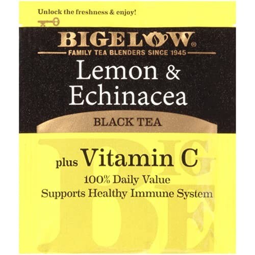 Lot 2 Bigelow Lemon Echinacea Black Tea Vitamin C 36 Bag Warm Brew Easter Spring