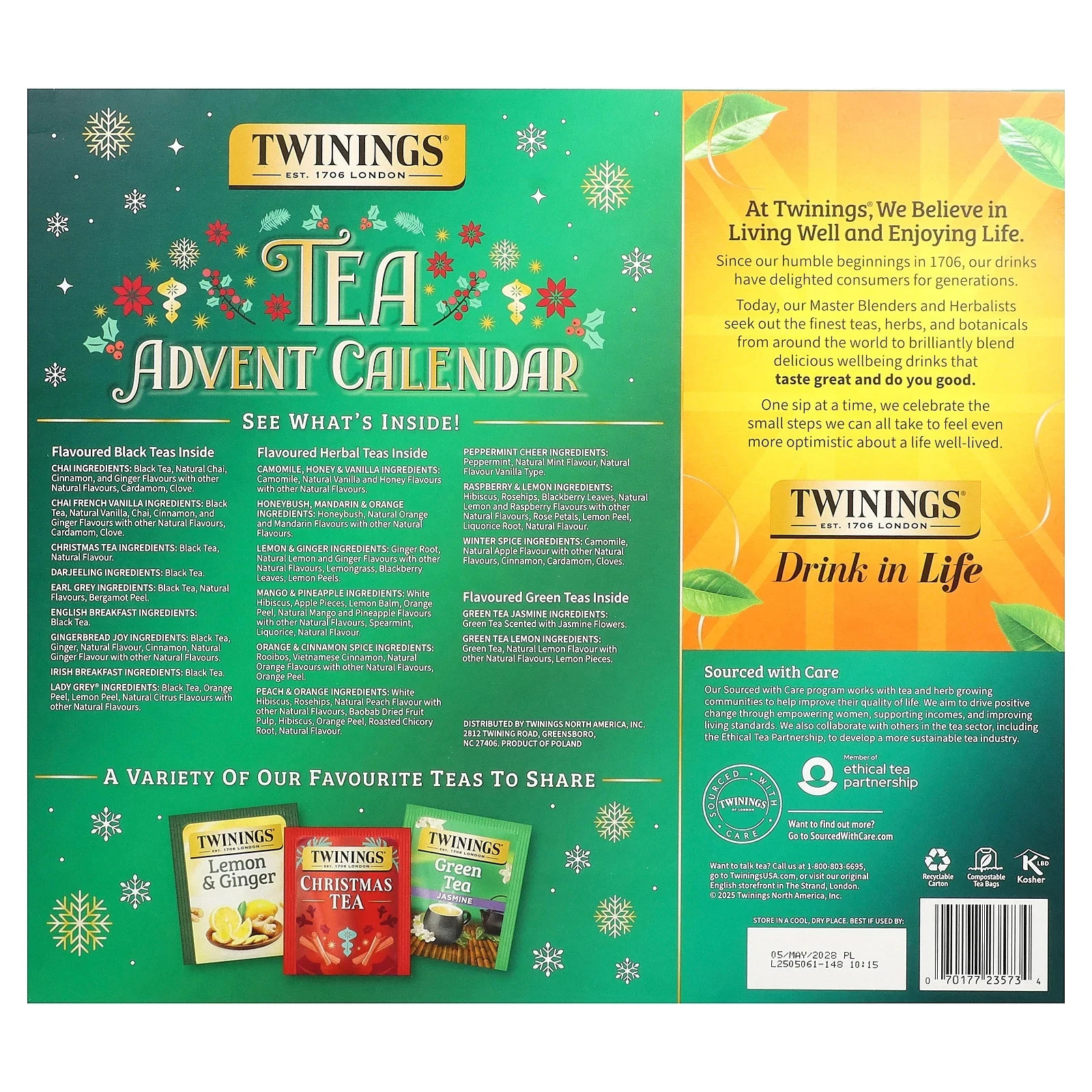 Tea Advent Calendar, 48 Tea Bags, 3.42 oz (97 g)