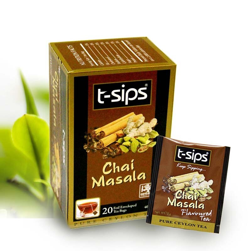 t sips Black tea with chai masala flavour 20bags x 4 packs pure ceylon tea