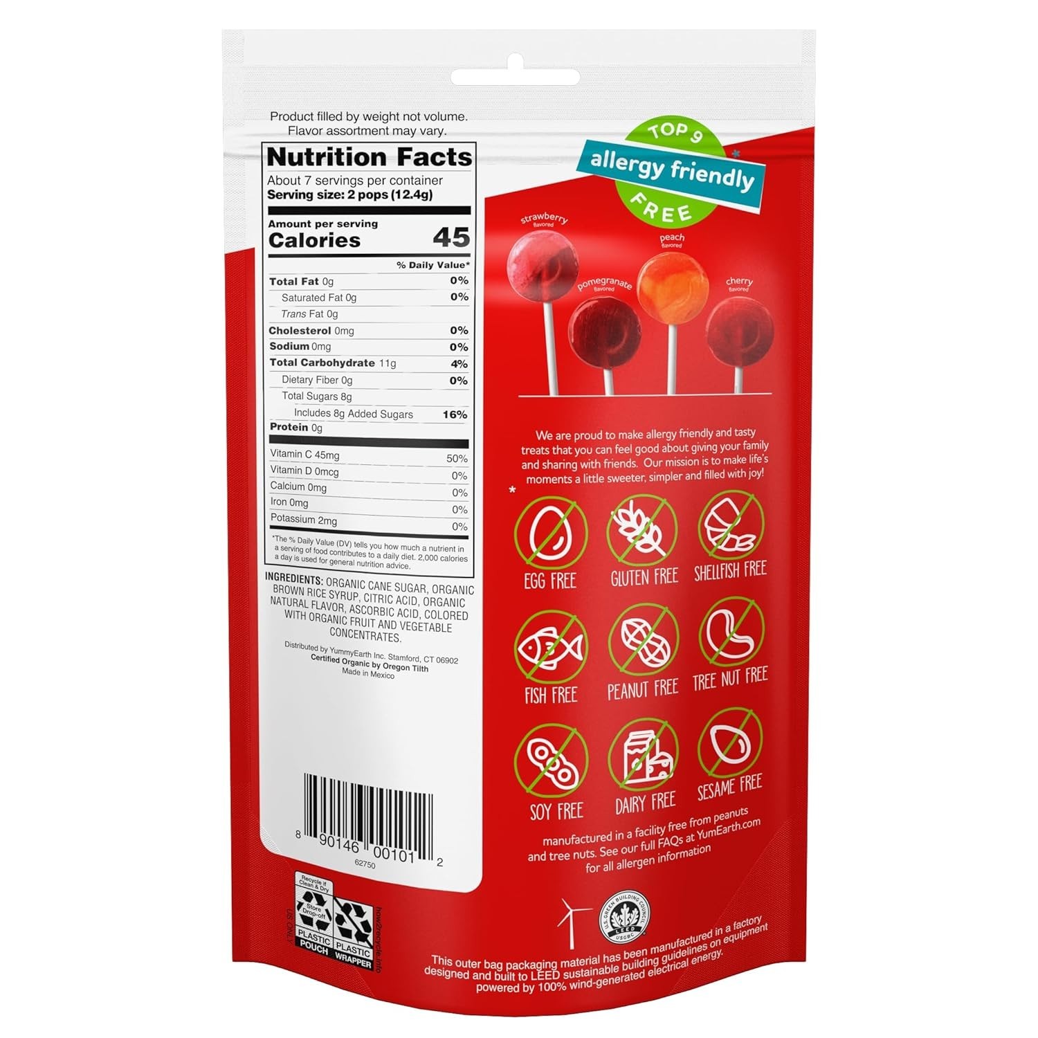 14 Count Variety Pack of Organic Fruit Flavored Lollipops – Allergen Free