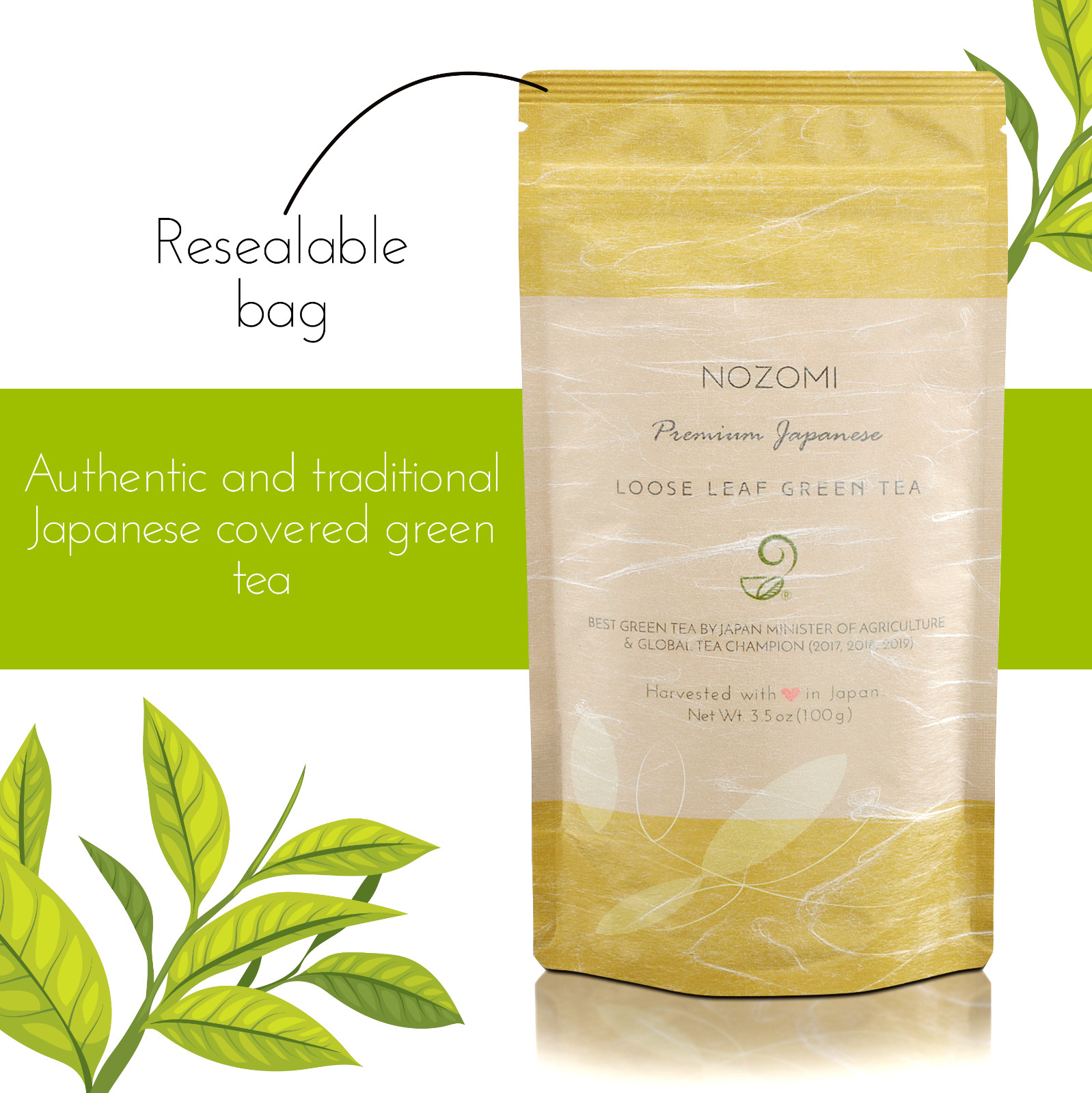 Nozomi Japanese Tea – Kabuse Sencha Green Tea – Vegan Single Origin Japanese