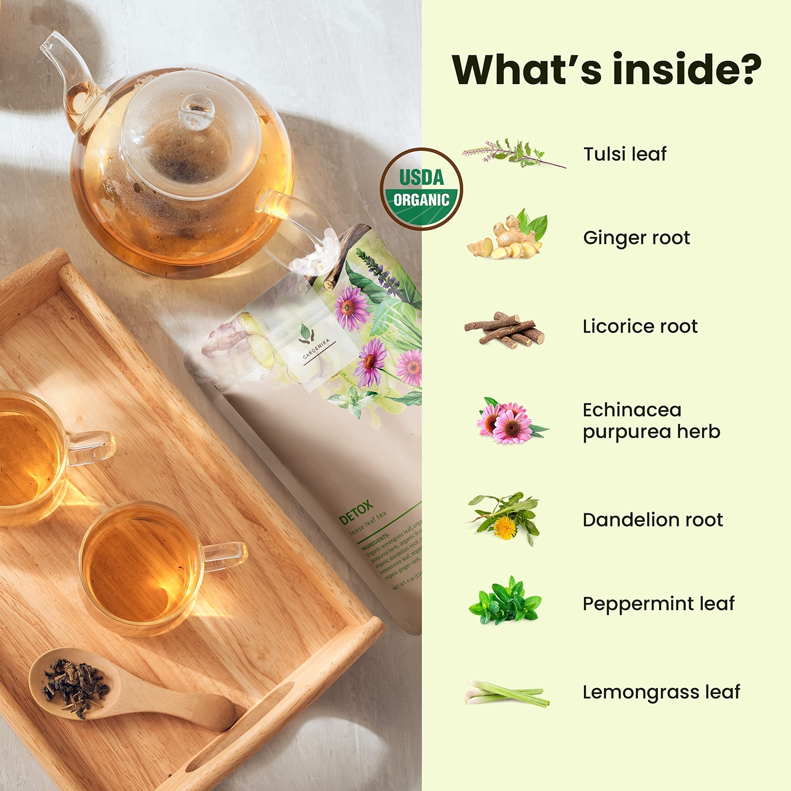 Organic Root Detox Loose Leaf Tea, Herbal, Caffeine-Free, KSA Kosher, Ayurvedic
